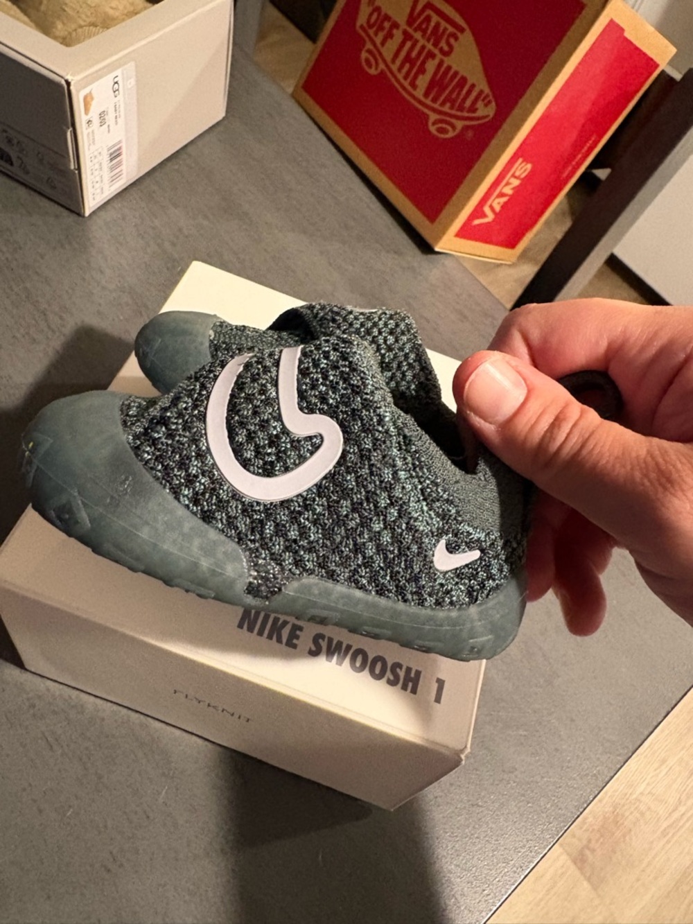 Nike Kids Slip-On Sneakers - Heathered Teal with White Swoosh